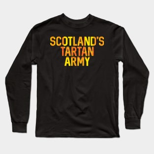 Scotland's Tartan Army, Scottish Lion Rampant Coloured Tartan, Scottish Football Slogan Long Sleeve T-Shirt